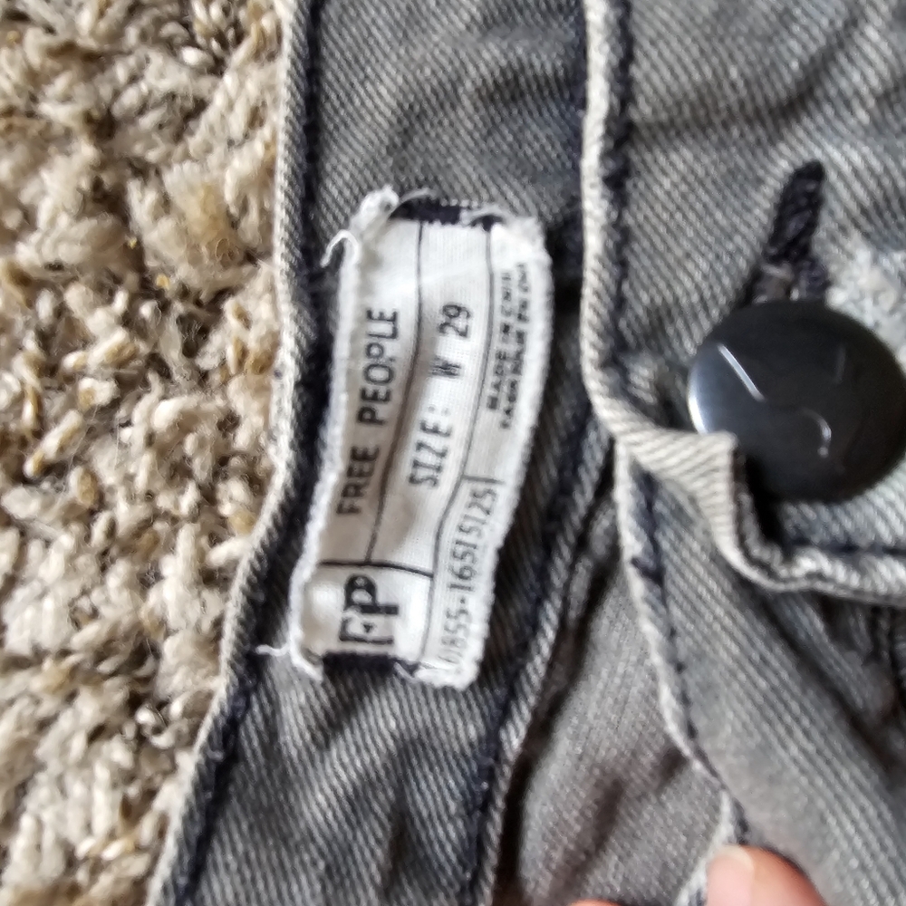 Free People Gray Jean Shorts with Lace Trim - Picture 9 of 11